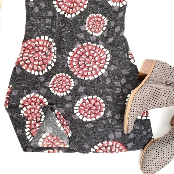 Anthro Aryeh Charcoal Red Poppy Boho Sweater Dress Sz S - Picture 8 of 12